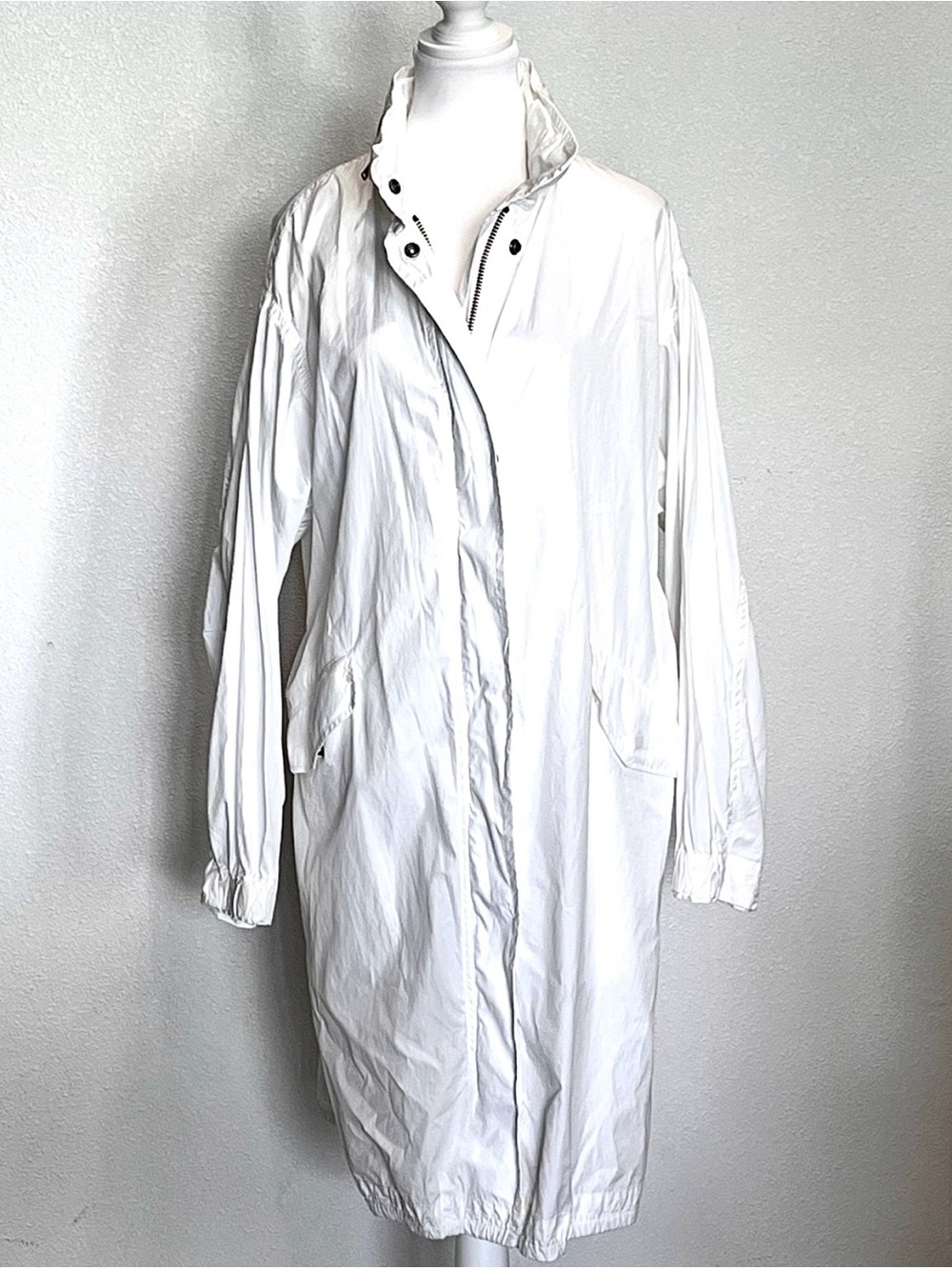 Vince Optic White Italian Paperweight Cotton Oversized Parka Duster Coat M